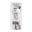 Furinno ECON Corner Bookshelf in 3 Tier Corner Shelf in Bookcase in Plain White