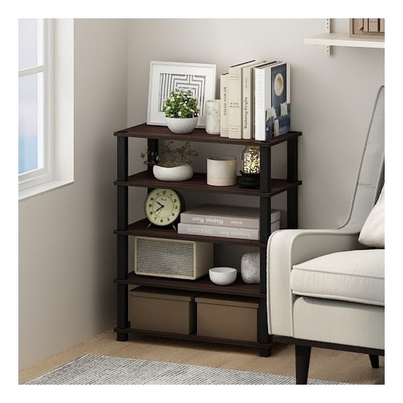 Furinno TURN-S-TUBE Set of 2 3-Tier Stackable Corner Storage Shelf in Cherry Oak