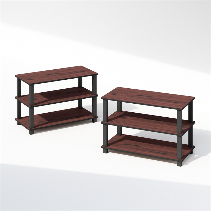 Furinno TURN-S-TUBE Set of 2 3-Tier Stackable Corner Storage Shelf in Cherry Oak