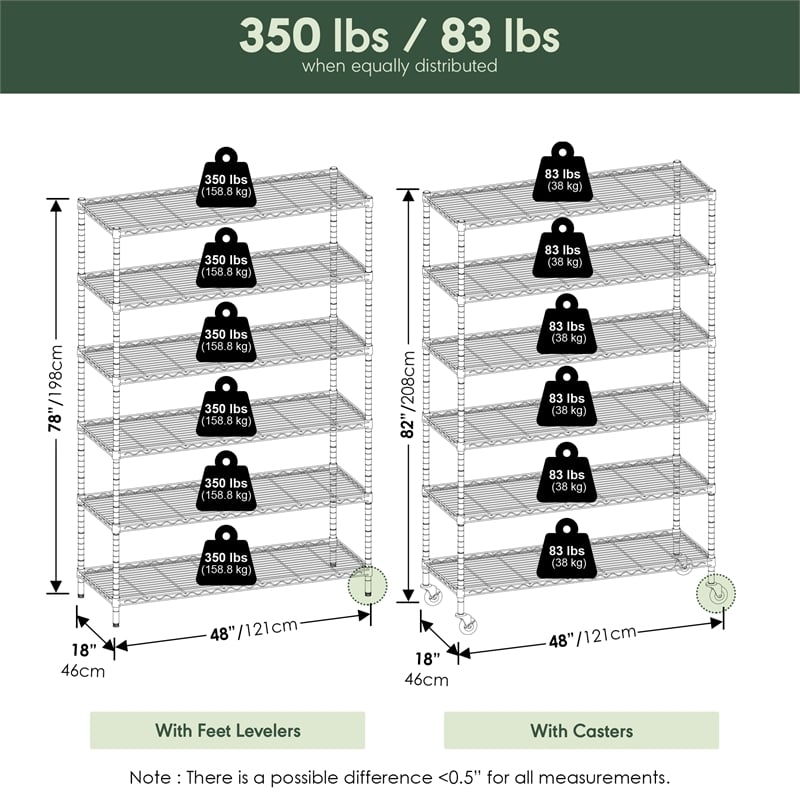 Furinno WAYAR 6-Tier AdJUSTable Steel Standing Storage Shelf in Chrome