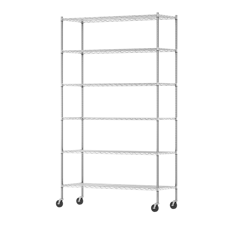 Furinno WAYAR 6-Tier AdJUSTable Steel Standing Storage Shelf in Chrome