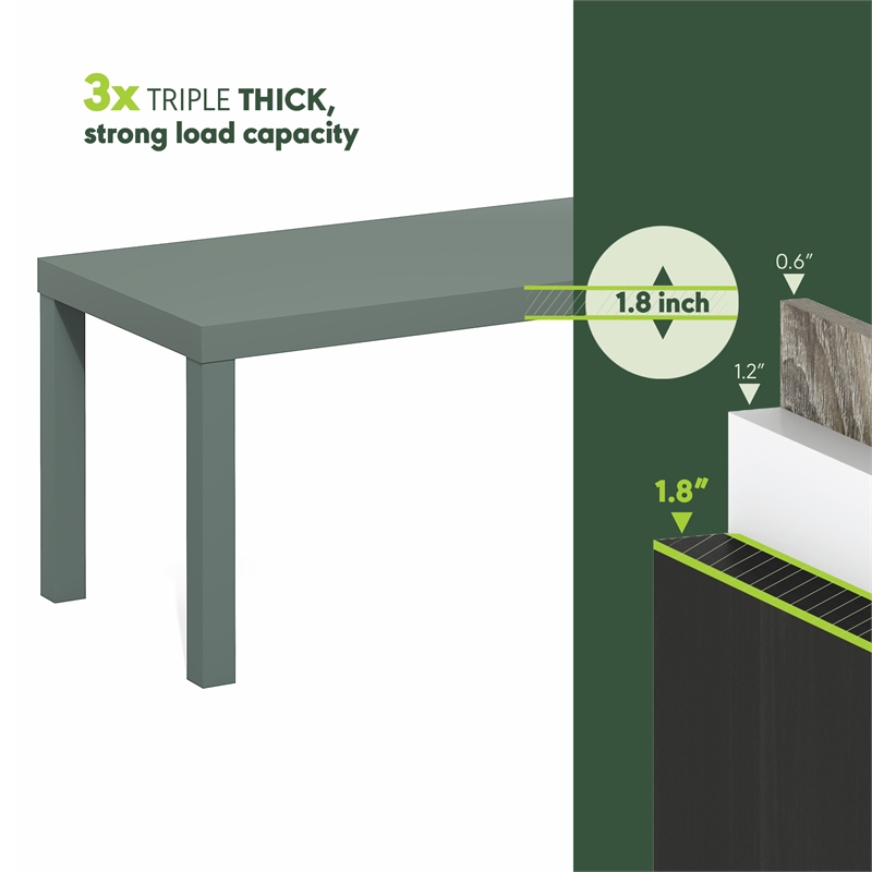 Furinno CLASSIC Coffee Table with 1.8 Inch Thick Tabletop in Sage Green