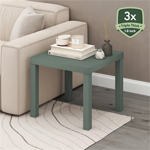 Furinno CLASSIC End Table with 1.8&quot Thick Tabletop in Sage Green