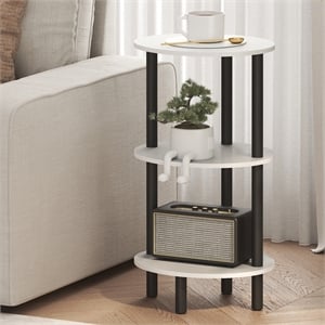 Furinno TURN-N-TUBE 3-Tier 27.6&quot Oval Open Shelf Nightstand in White