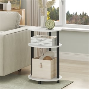 Furinno TURN-N-TUBE 3-Tier 23&quot Oval Open Shelf Nightstand in White
