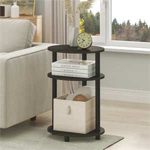 Furinno TURN-N-TUBE 3-Tier 23&quot Oval Open Shelf Nightstand in Espresso