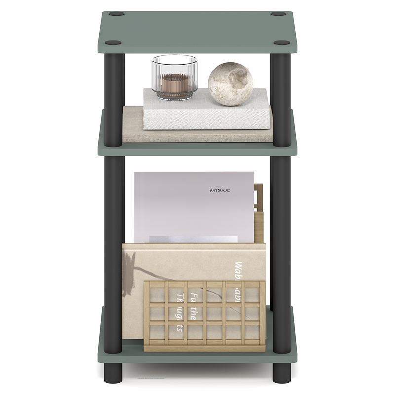 Furinno JUST 3-Tier Open Shelves End Table with Easy Assembly Sage Green