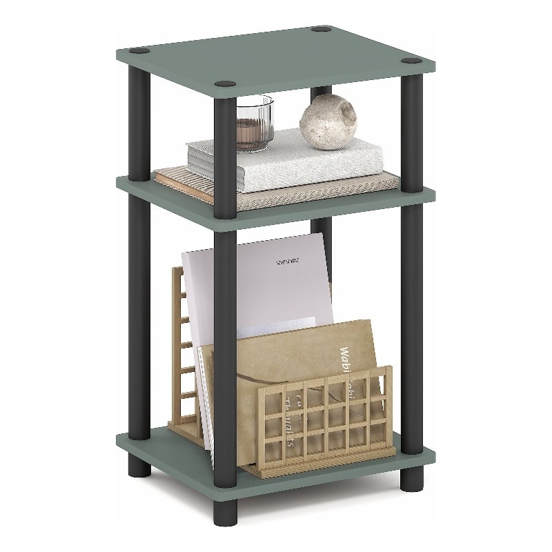Furinno JUST 3-Tier Open Shelves End Table with Easy Assembly Sage Green