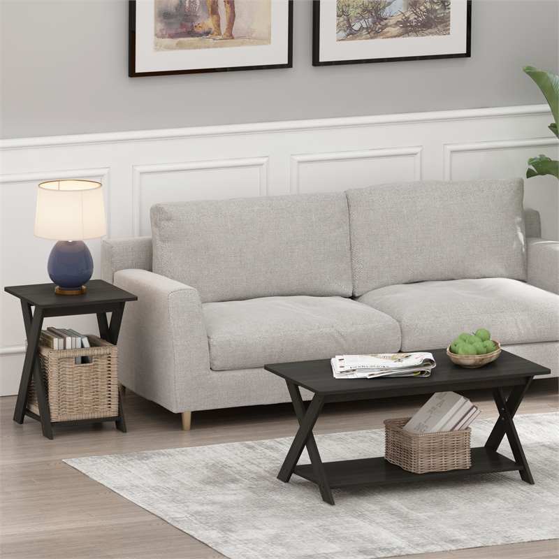 Furinno MODERN Coffee Table with X-Shaped Legs in Black Espresso