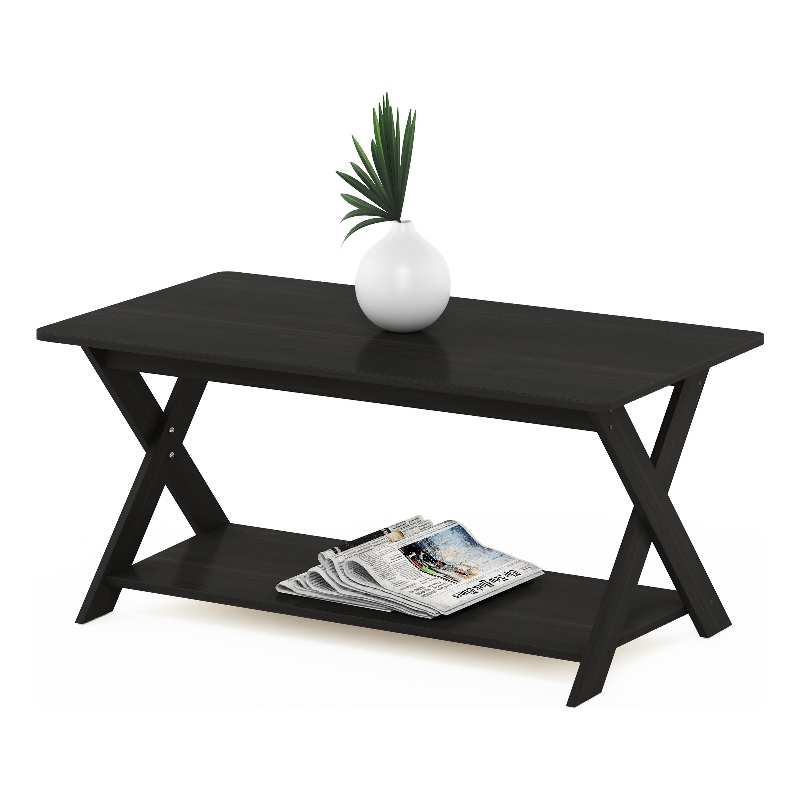 Furinno MODERN Coffee Table with X-Shaped Legs in Black Espresso