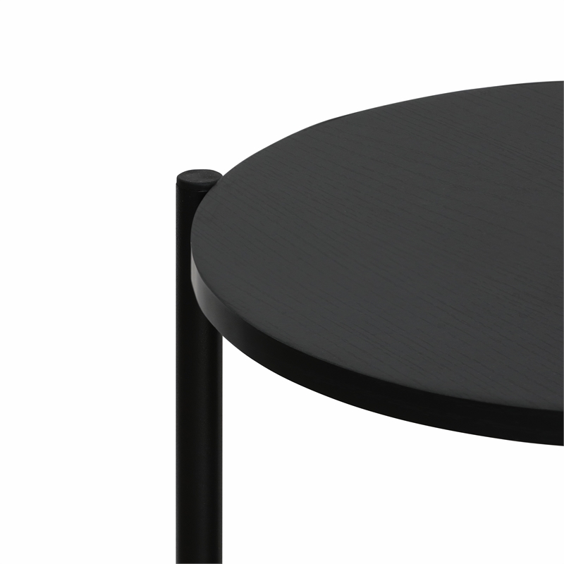 Furinno BESI 2-Tier Round Coffee Table with Metal Legs Dark Americano