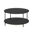 Furinno BESI 2-Tier Round Coffee Table with Metal Legs Dark Americano