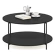 Furinno BESI 2-Tier Round Coffee Table with Metal Legs Dark Americano
