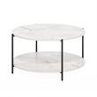 Furinno BESI 2-Tier Round Coffee Table with Metal Legs Light Marble