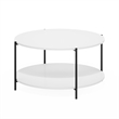 Furinno BESI 2-Tier Round Coffee Table with Metal Legsin Plain White