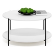 Furinno BESI 2-Tier Round Coffee Table with Metal Legsin Plain White