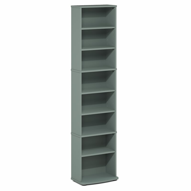 Furinno JAYA 8-Tier Narrow AdJUSTable Media Shelves Sage Green