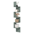 Furinno ROSSI 5-Tier Zigzag Corner Wall Shelf Floating Bookcase in Sage Green