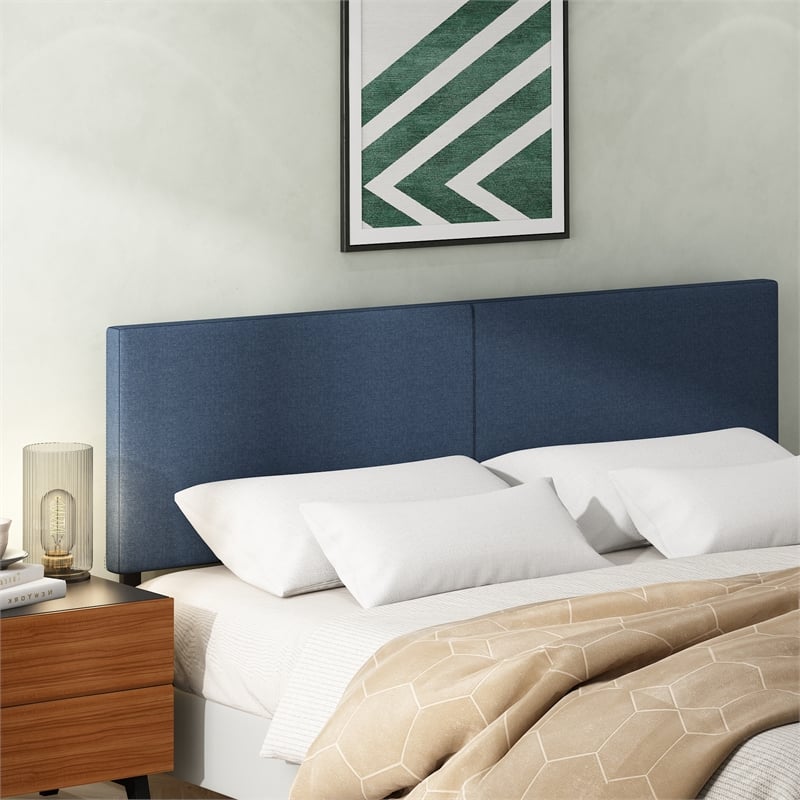 Furinno ROANNE King Upholstered Tufted Headboard Blue Denim