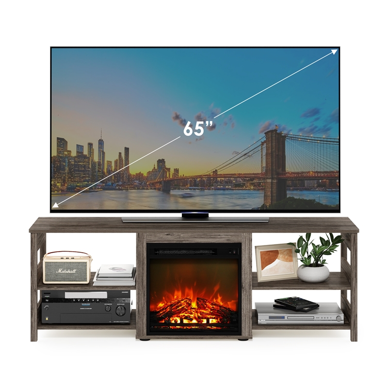 Furinno CLASSIC Fireplace TV Stand for TV up to 70