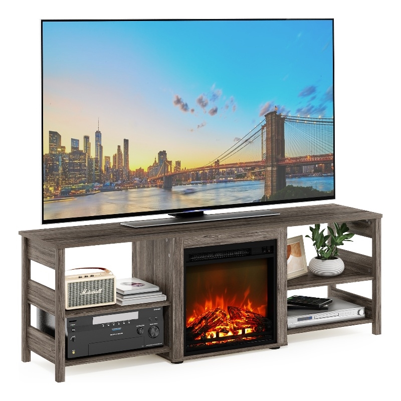 Furinno CLASSIC Fireplace TV Stand for TV up to 70