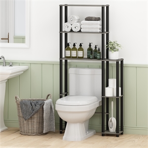 Furinno TURN-N-TUBE 5-Shelf Over The Toilet Storage Shelf in Grey Oak
