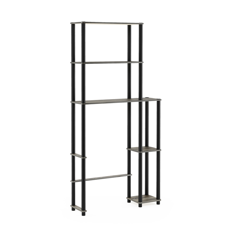 Furinno TURN-N-TUBE 5-Shelf Over The Toilet Storage Shelf in Grey Oak