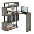 Furinno CLASSIC 5-Tier L Shape Computer Desk in Grey Oak