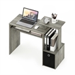 Furinno ECON Gaming Desk with Keyboard Tray and Storage Bin in Grey Oak