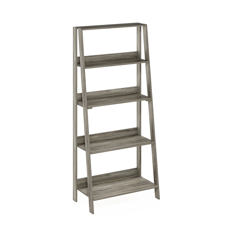 Furinno LADDER 5-Tier Ladder Display Storage Shelves in Grey Oak