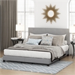 Furinno LAVAL California King Button Tufted Bed Frame 12pc Slats Light Grey