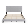 Furinno LAVAL California King Button Tufted Bed Frame 12pc Slats Light Grey