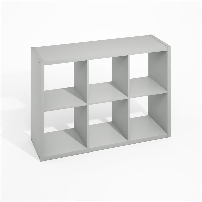 Furinno HERMITE 6 Cube Kitchen Storage Bakers Rack Island in Pale Grey