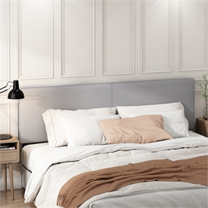 Furinno ROANNE King Upholstered Tufted Headboard Light Grey