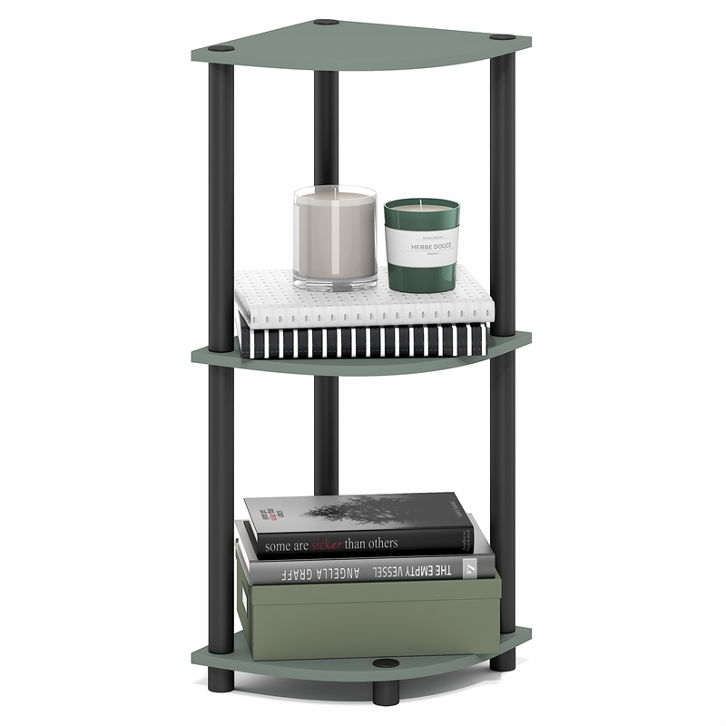 Furinno TURN-N-TUBE 3-Tier Corner Open Bookshelf Sage Green