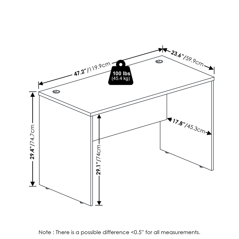 Furinno ROGER 47 Inch Computer Desk Modern Walnut