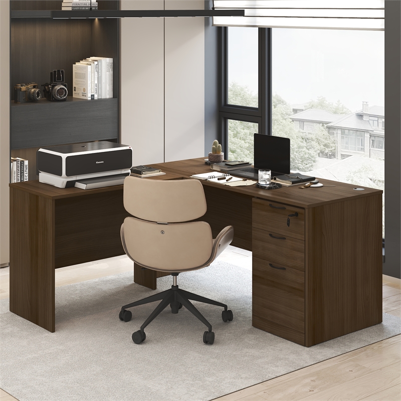 Furinno ROGER 60 Inch Computer Desk Modern Walnut