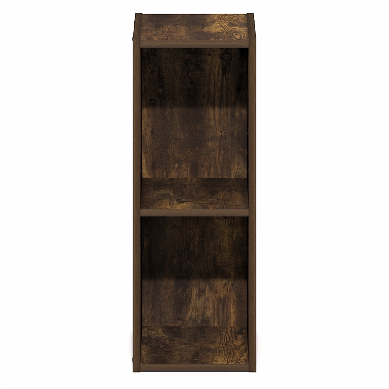 Furinno FULDA 2-Tier Narrow Bookshelf 8-In Width Storage Shelf Amber Pine