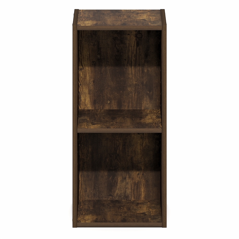 Furinno FULDA 2-Tier Narrow Bookshelf 10-In Width Storage Shelf Amber Pine