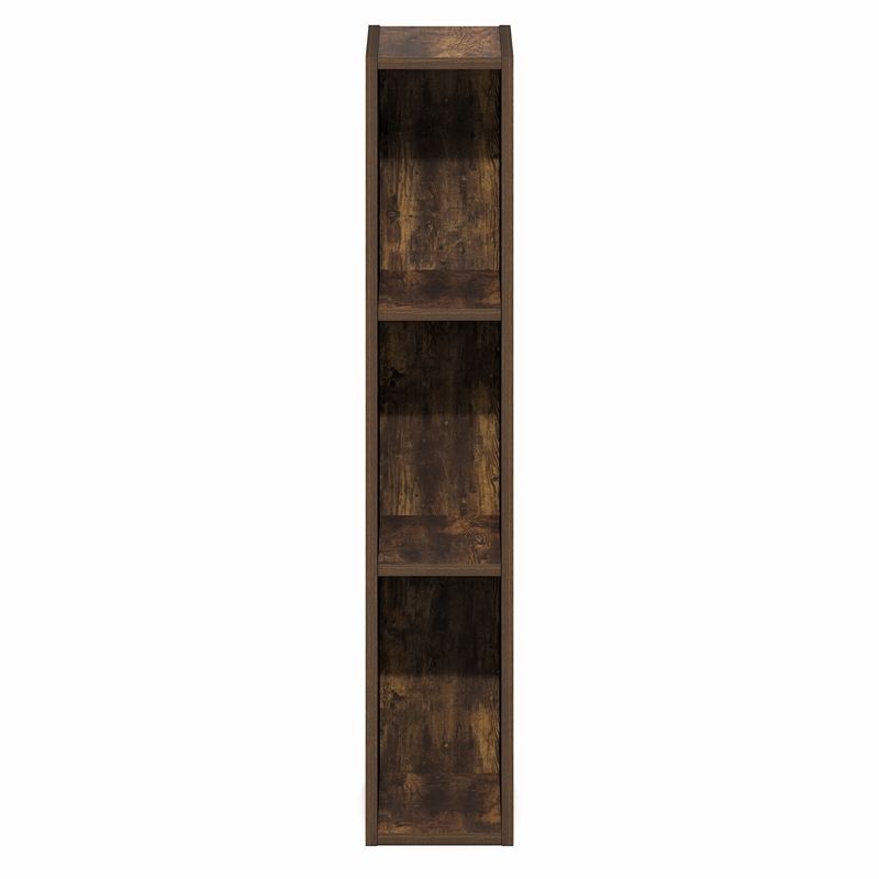 Furinno FULDA 3-Tier Narrow Bookshelf 6-In Width Storage Shelf Amber Pine