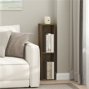 Furinno FULDA 3-Tier Narrow Bookshelf 8-In Width Storage Shelf Amber Pine