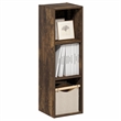 Furinno FULDA 3-Tier Narrow Bookshelf 10-In Width Storage Shelf Amber Pine
