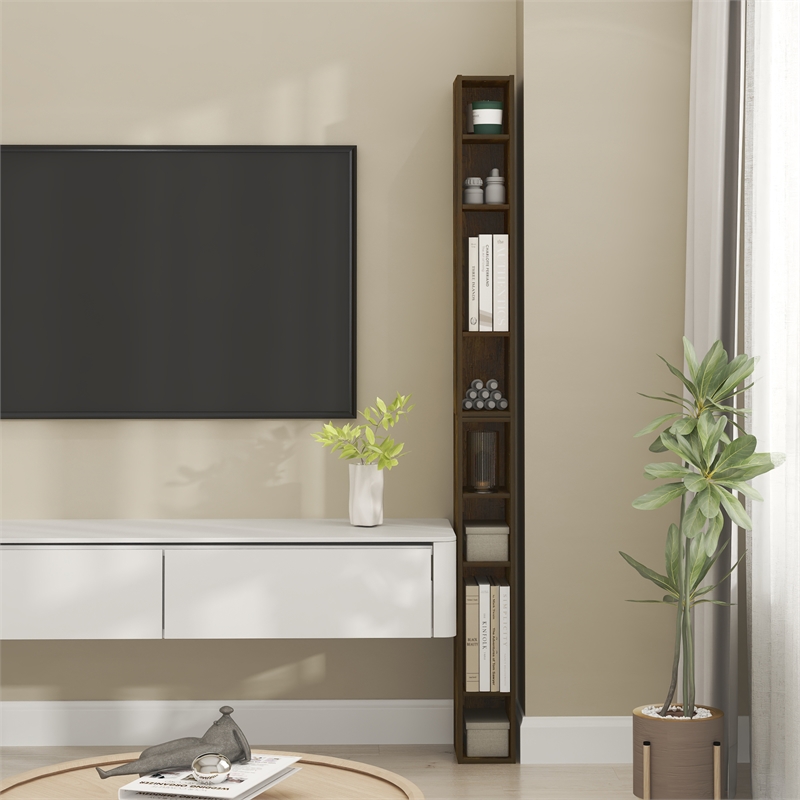 Furinno FULDA 8-Tier Bookshelf with Storage Shelf Amber Pine