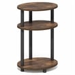 Furinno TURN-N-TUBE 3-Tier Oval End Table Night Stand Amber Pine/Black