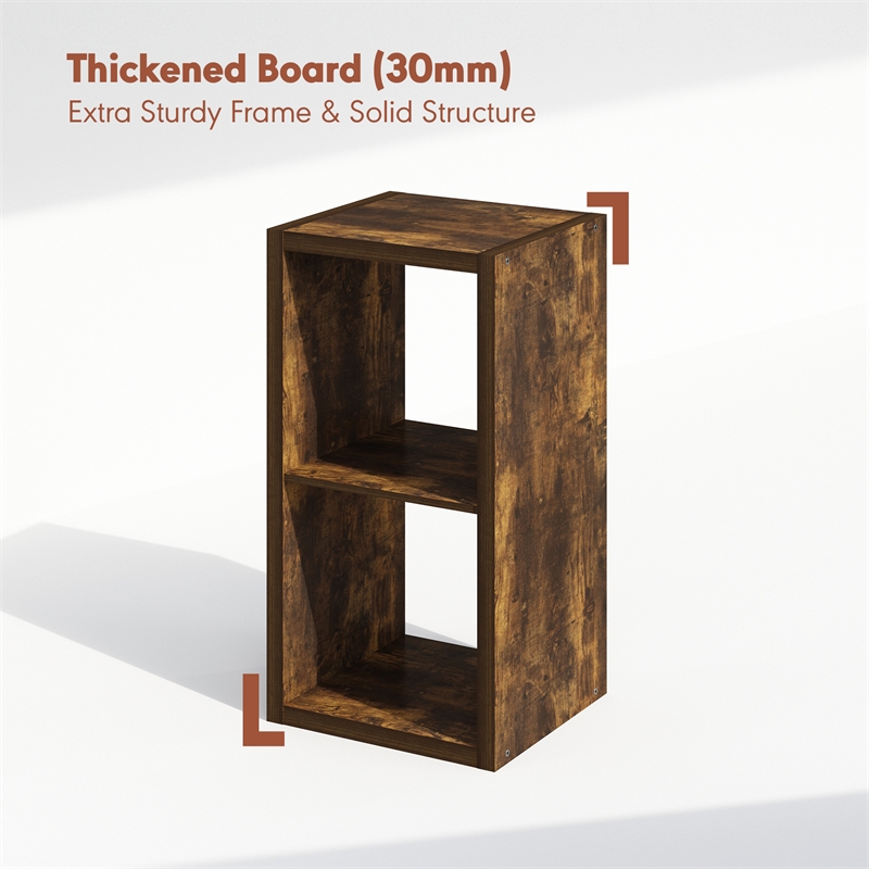 Furinno CUBICLE Vintage Vinyl Record Media Storage Organizer 2-Cube Amber Pine