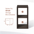 Furinno CUBICLE Vintage Vinyl Record Media Storage Organizer 2-Cube Dark Oak