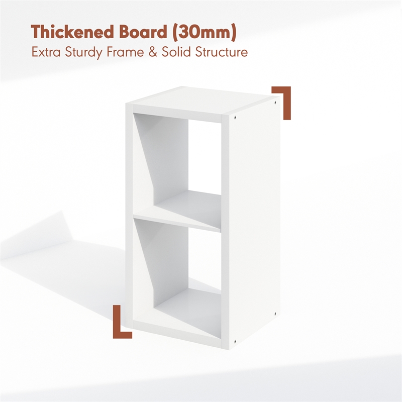 Furinno CUBICLE Vintage Vinyl Record Media Storage Organizer 2-Cube White