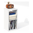 Furinno CUBICLE Vintage Vinyl Record Media Storage Organizer 2-Cube White