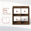 Furinno CUBICLE Vintage Vinyl Record Media Storage Organizer 4-Cube Amber Pine