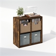 Furinno CUBICLE Vintage Vinyl Record Media Storage Organizer 4-Cube Amber Pine